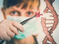 person in lab adding a section to a dna strand